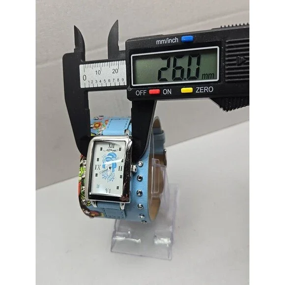 Womens Ed Hardy Swarovski Crystal Geisha Cuff Watch Blue Leather New Battery - Picture 5 of 11